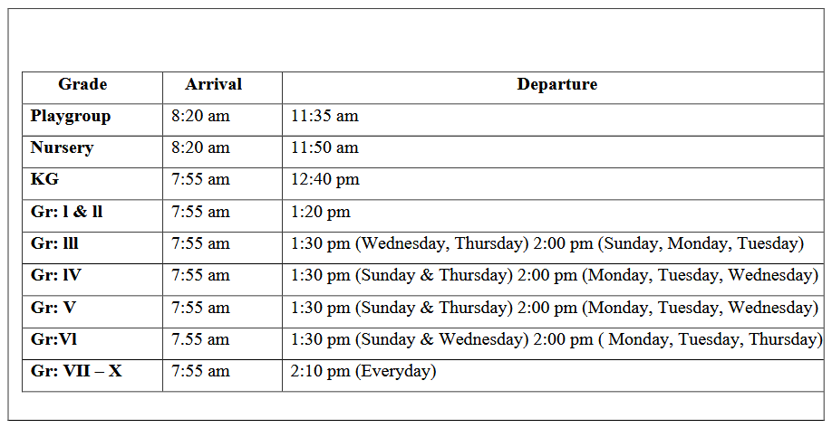 school timing 2